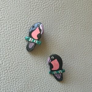 Black and Pink Parrot Bird Earrings